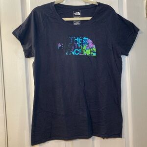 The North Face Navy Tee with Vibrant Tropical Logo Women's Size XL